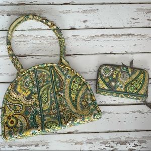 Vera Bradley Eloise Purse and Turn Lock Wallet in Lemon Parfait